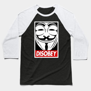 V For Vendetta Guy Fawkes Mask Disobey Baseball T-Shirt